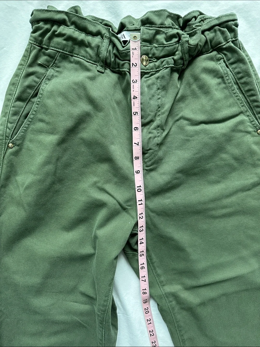 Zara Green Paperbag Waist Tapered Pants - Picture 4 of 9